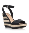 Michael Michael Kors Striped Heel Wedge Sandals In Black