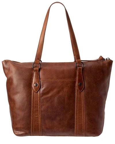 Shop Frye Melissa Zip Leather Shopper Tote In Brown