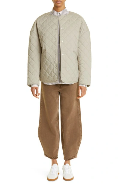 Shop Totême Boxy Organic Cotton Quilted Jacket In Wet Sand