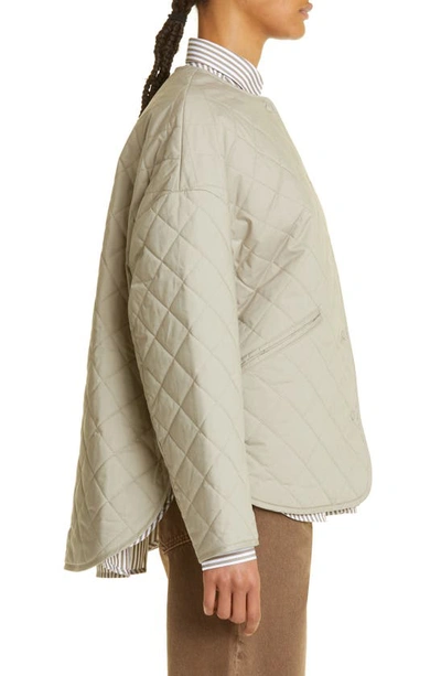 Shop Totême Boxy Organic Cotton Quilted Jacket In Wet Sand