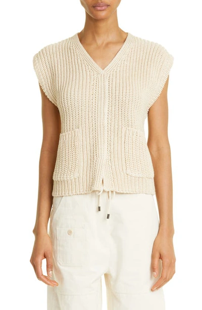 Shop Totême Linen & Cotton Sweater Vest In Ecru