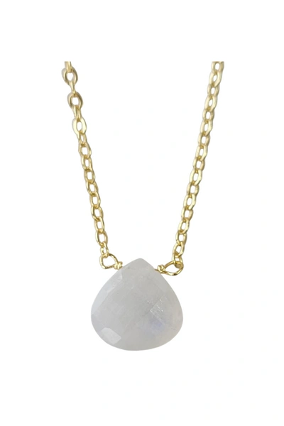Shop A Blonde And Her Bag Stephanie Delicate Drop Necklace In Moonstone - Brass Chain In Multi
