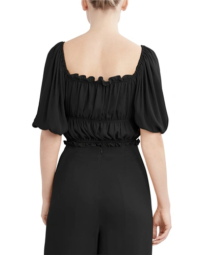 Shop Bcbgmaxazria Linen-blend Top In Black