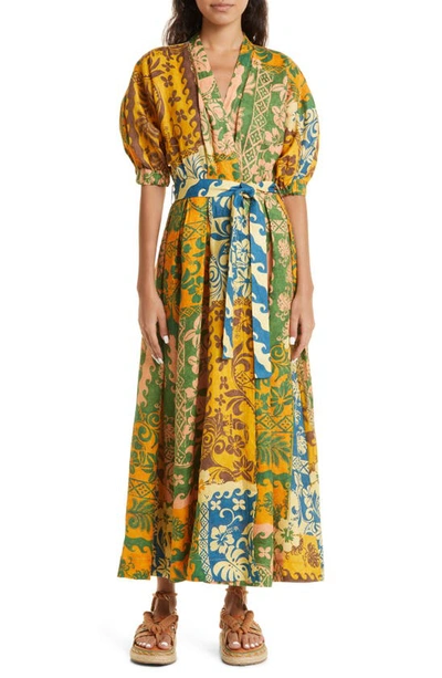 Shop Alemais Archie Linen Wrap Dress In Multi