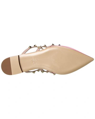Shop Valentino Rockstud Caged Patent Flat In Pink