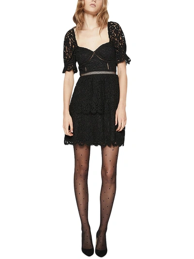Shop Bardot Womens Lace Mini Fit & Flare Dress In Black