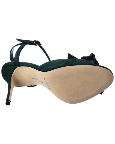 Shop Manolo Blahnik Khedni 105 Suede Sandal In Green