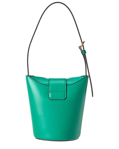Shop Ferragamo Trifolio Small Leather Bucket Bag In Green