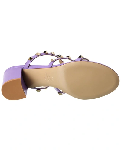 Shop Valentino Rockstud Caged 60 Leather Sandal In Purple