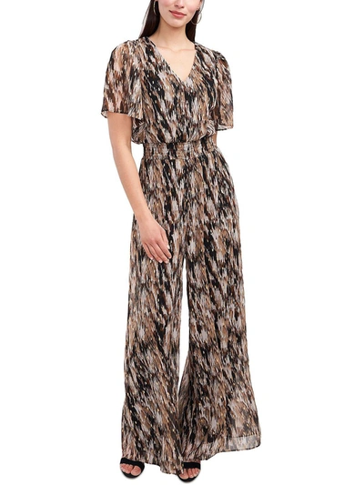 Shop Msk Womens Wide Leg Smocked Jumpsuit In Brown