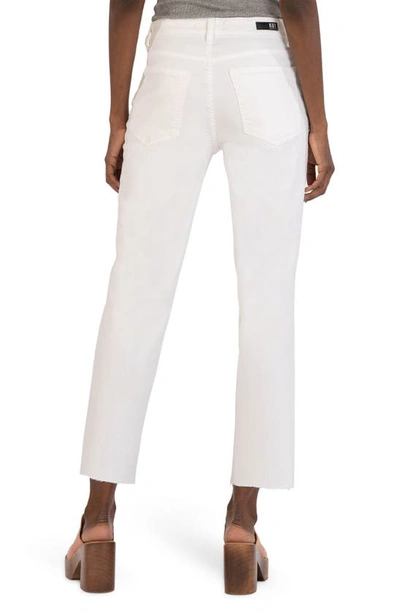 Shop Kut From The Kloth Rachael Fab Ab High Waist Raw Hem Mom Jeans In Optic White