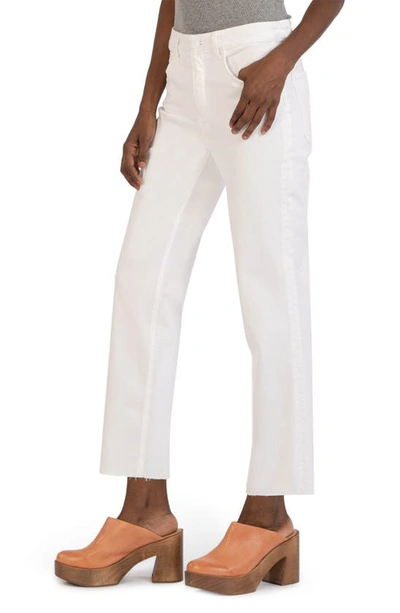 Shop Kut From The Kloth Rachael Fab Ab High Waist Raw Hem Mom Jeans In Optic White