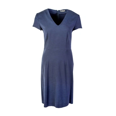Shop Lardini Blue V-neck Midi Lenght Viscose Women's Dress In Black