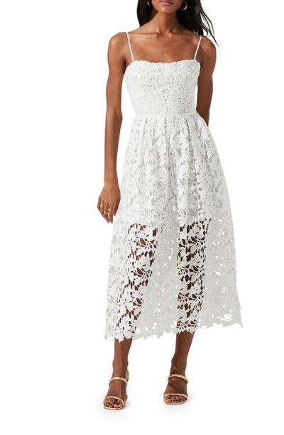 Shop Astr The Label Joyce Linen Blend Lace Midi Dress In White