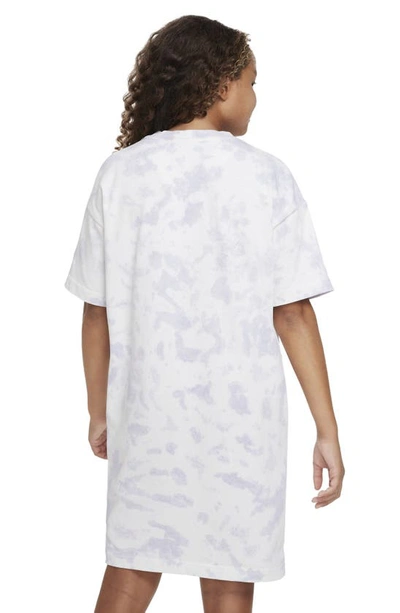 Shop Nike Kids' Sportswear Print Cotton T-shirt Dress In Purple Pulse/ White
