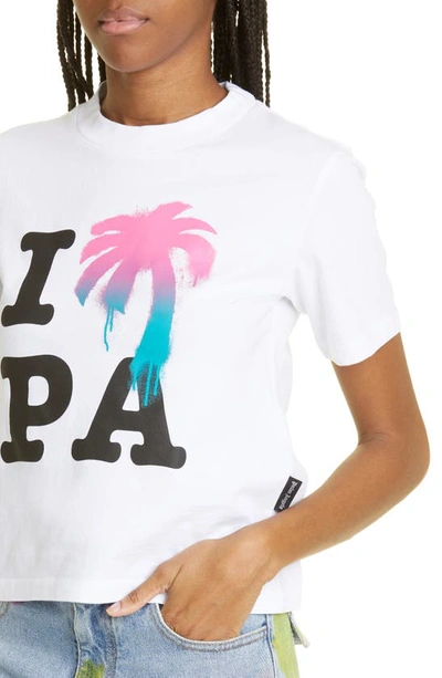 Shop Palm Angels I Love Pa Cotton Graphic Tee In White Multicolor