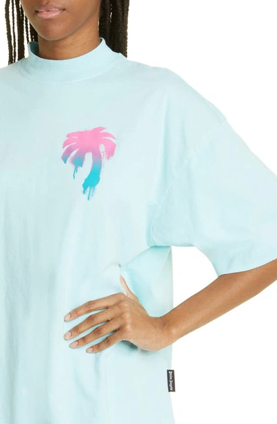 Shop Palm Angels I Love Pa Cotton Graphic Tee In Light Blue Multicolor