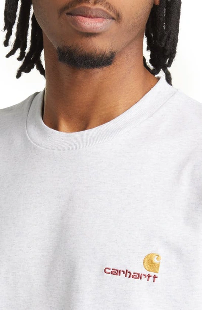 Shop Carhartt Embroidered Organic Cotton Logo T-shirt In Ash Heather