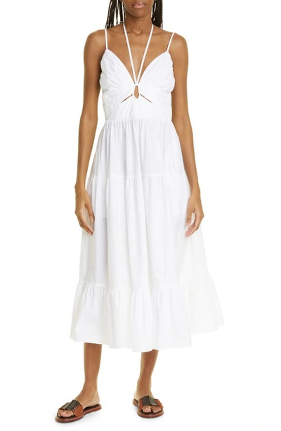 Shop Ulla Johnson Phoebe Halter Neck Cotton Dress In Blanc