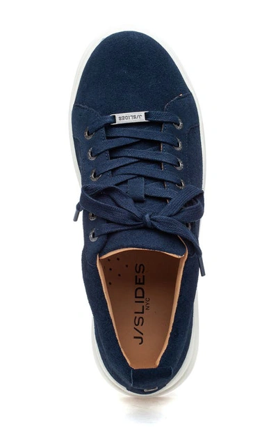 Shop J/slides Nyc Jslides Noca Platform Lace-up Sneaker In Navy Suede