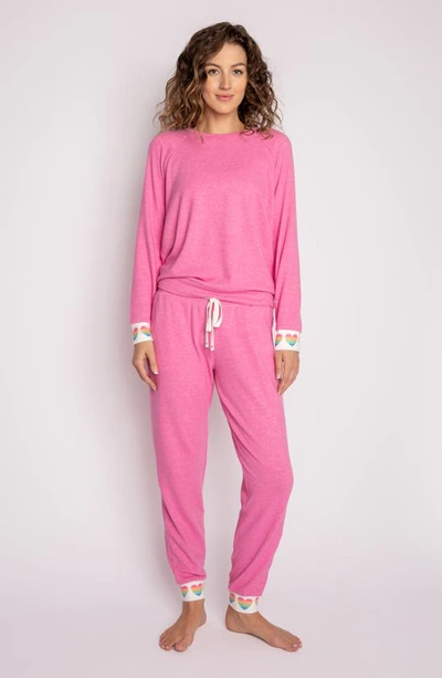 Pj Salvage Fresh & Fruity Banded Hem Pants In Hot Pink
