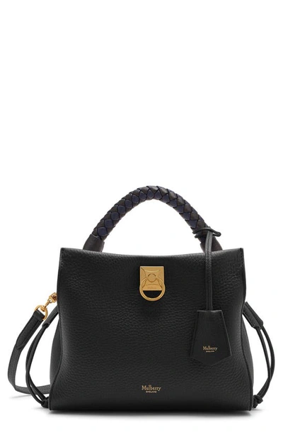Shop Mulberry Small Iris Leather Top Handle Bag In Black