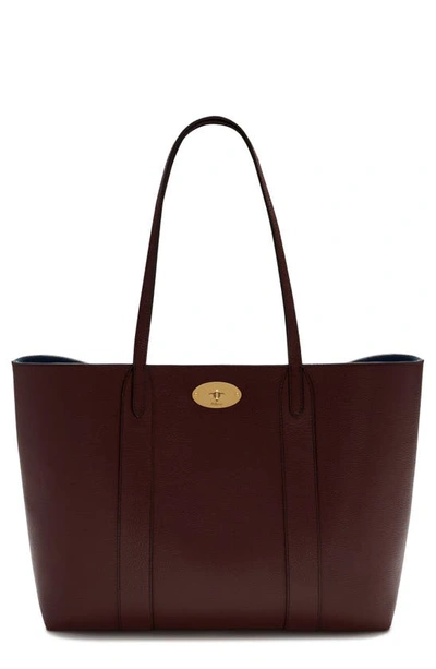 Shop Mulberry Bayswater Leather Tote In Burgundy-oxford Blue