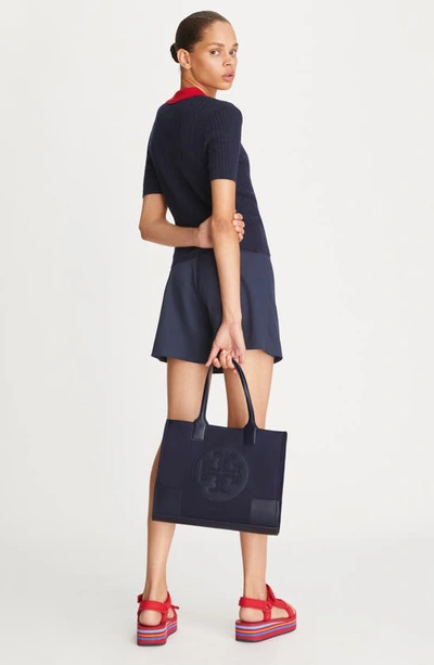 Tory Burch Ella Mini Recycled Nylon Tote Bag In Tory Navy