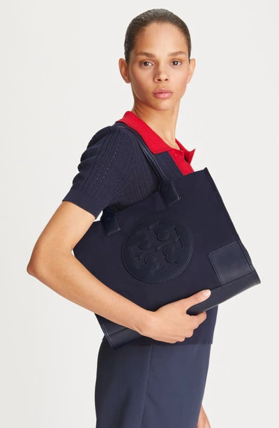 Tory Burch Ella Mini Recycled Nylon Tote Bag In Tory Navy