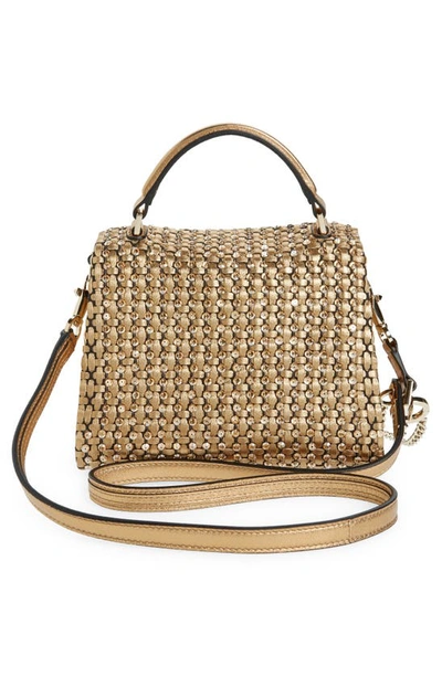 Valentino Mini Leather Vsling Top-handle Bag In Antique Brass/crystal Golden