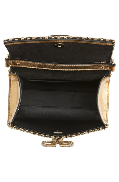Valentino Mini Leather Vsling Top-handle Bag In Antique Brass/crystal Golden