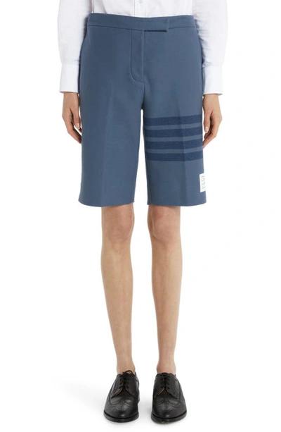 Shop Thom Browne 4-bar Double Face Shorts In Blue