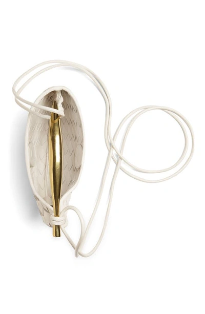 Shop Bottega Veneta Sardine Intrecciato Crossbody Bag In 9104 Chalk-m Brass