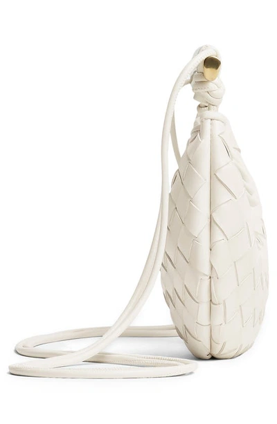 Bottega Veneta Small Sardine Leather Top Handle Bag In 9104 Chalk-m Brass
