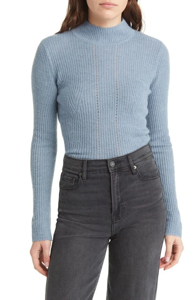 Shop Allsaints Rhoda Mock Neck Wool Blend Sweater In Slate Blue