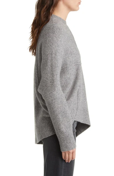 Shop Allsaints Lock Asymmetric Hem Crewneck Sweater In Grey Marl