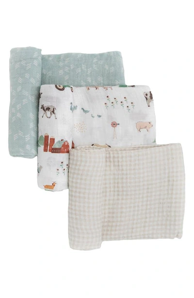Little Unicorn 3-pack Muslin Swaddle Blanket In Farmyard