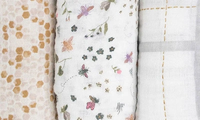 Little Unicorn 3-pack Muslin Swaddle Blanket In Garden Bees