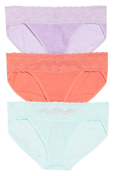 Shop Natori Bliss Perfection 3-pack Bikini Briefs In Jul/ Cr/ Fre