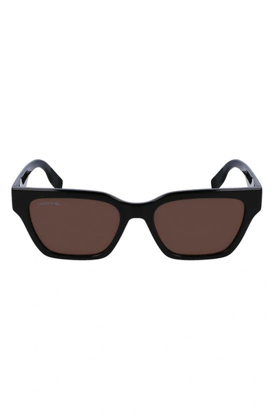 Shop Lacoste 53mm Rectangular Sunglasses In Black
