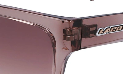 Shop Lacoste 53mm Rectangular Sunglasses In Transparent Grey