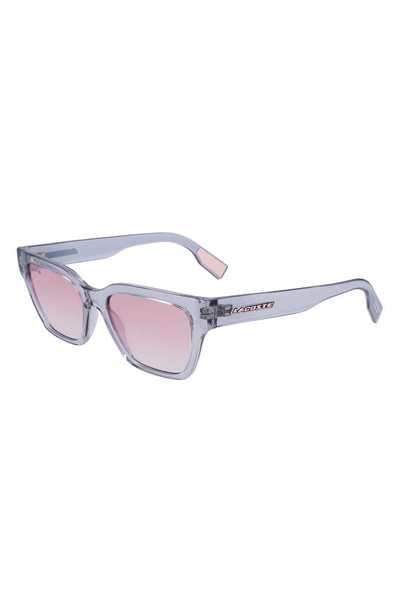 Shop Lacoste 53mm Rectangular Sunglasses In Light Grey