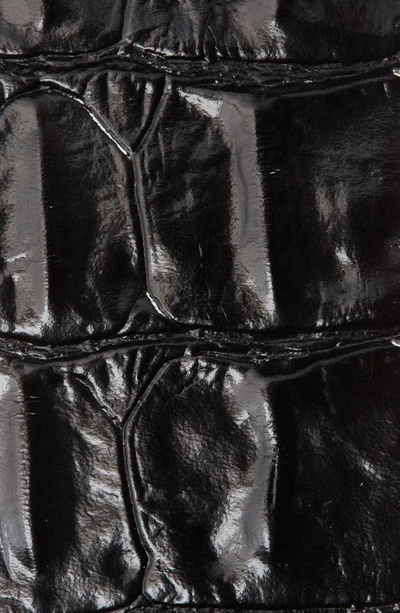Shop Saint Laurent Cocco Croc Embossed Patent Leather Belt In Nero