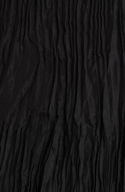 Shop Eileen Fisher Tiered Pleated Silk Midi Dress In Black