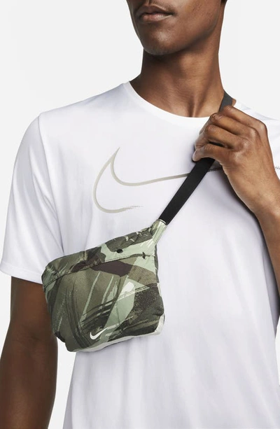 Shop Nike Repel Camo Print Colorblock Water Repellent Zip-up Hooded Jacket In Oil Green/ Velvet Brown
