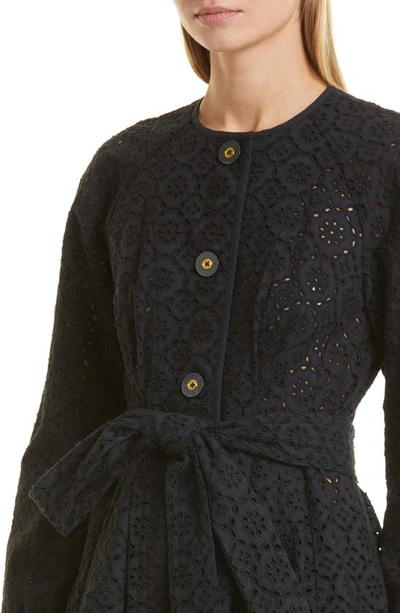 Shop Veronica Beard Kapnos Eyelet Embroidered Cotton Jacket In Black