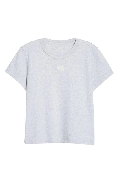 Shop Alexander Wang T Shrunken Cotton Logo Tee In Light Heather Grey