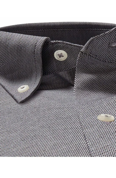 Shop David Donahue Regular Fit Oxford Knit Dress Shirt In Black/ White