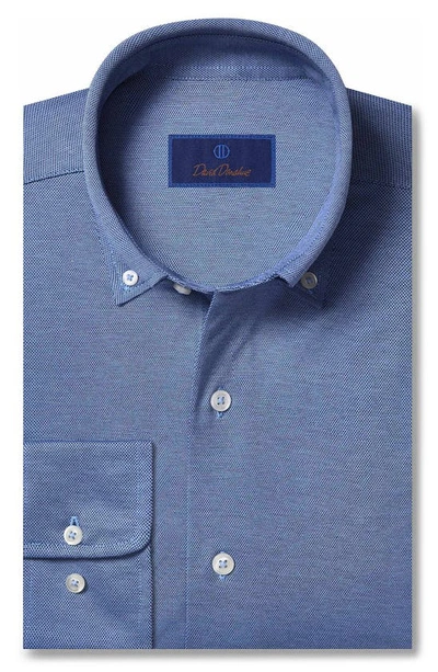 Shop David Donahue Regular Fit Oxford Knit Dress Shirt In Navy/ Sky