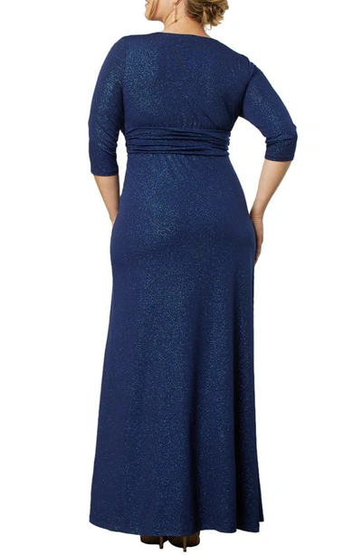 Kiyonna Romanced By Moonlight Glitter A-line Jersey Gown In Evening Star